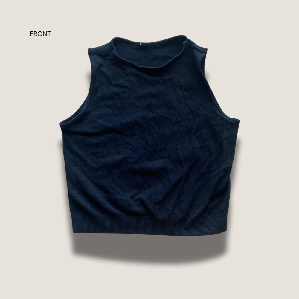 Black Ribbed Crop Top - Picture 3 of 4
